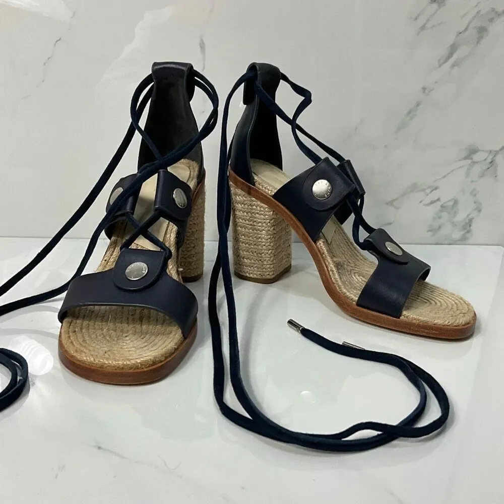 RAG & BONE Eden Block Heel Espadrille Ankle Wrap Sandals
